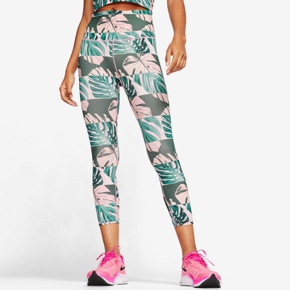 NWT Nike Fast Crop Running Tight In Boxed Botanical Tropical Floral Leggings - Picture 1 of 8